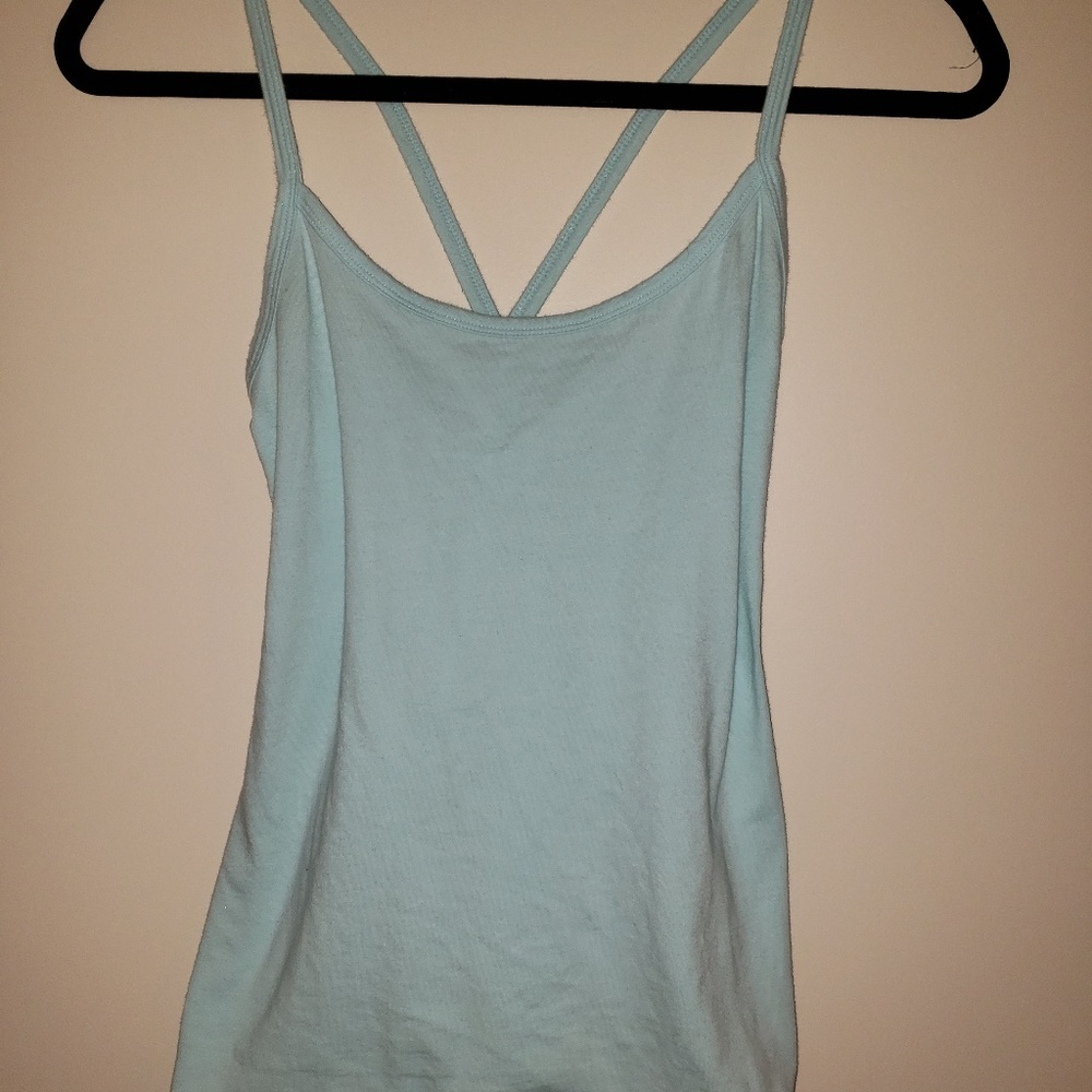 Turquoise cross strap tank